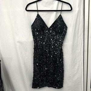 Adrianna Papell Evening Sequin Strappy Mini Dress Dark Navy 4